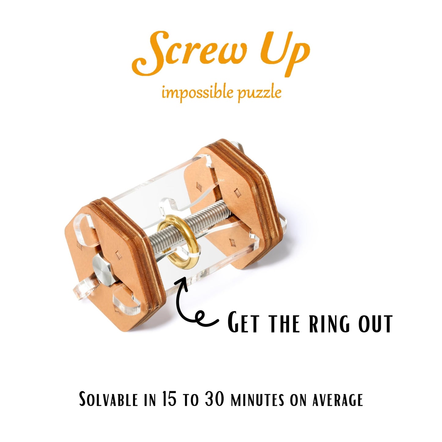 PUZZLE POTATO Mechanical Logic Puzzle - Brain Teaser for Adults - Light Brown - Model SU - Impossible Challenge