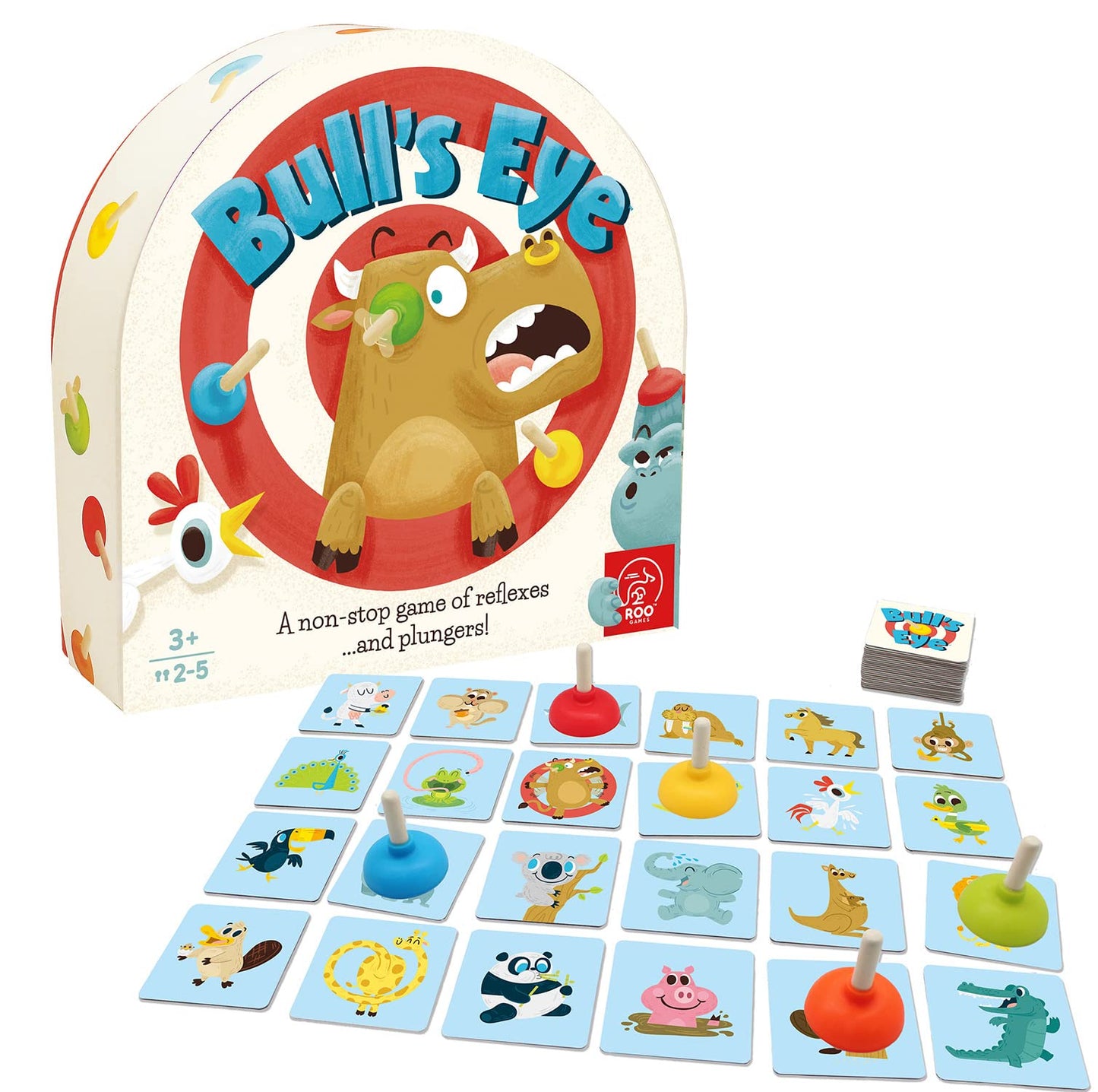 Roo Games Bulls Eye - Fast-Paced Animal Matching Game - For Ages 3+ - Flip A Card, Plunge The Match And Win!