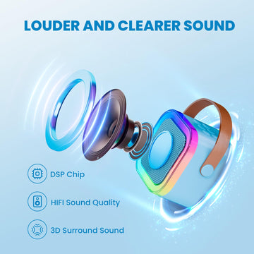 Mini Karaoke Machine For Kids, Birthday Easter Gifts Toys For Girls Boys Friends Age 3-12+, Portable Bluetooth Speaker With 2 Wireless Mics, Karafun Premium Songs Family Home Party(Blue)