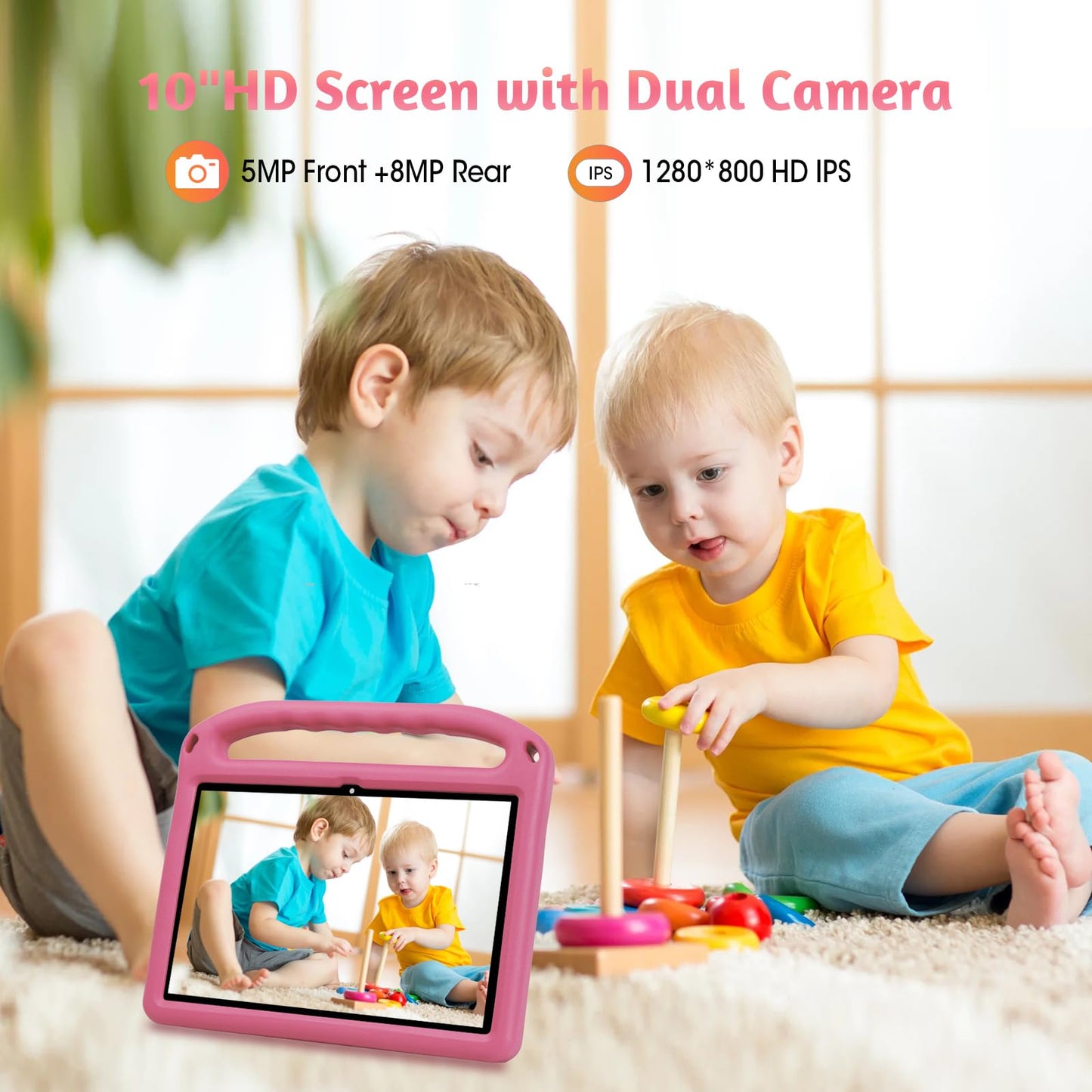 Kids Tablet, 10 Inch Tablet For Kids 128Gb Rom Octa-Core 6000Mah Battery, Android 14 Toddler Tablet With 5G Wifi Parental Contro