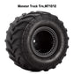 INJORA Monster Truck Wheel Rim Tires Set for Axial SCX24 FMS FCX24 and TRX4MT, 70 * 38mm, MT1012(Black)