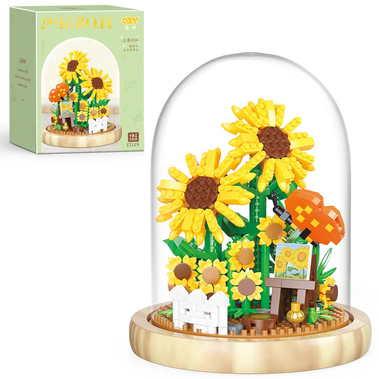 QARULUS Sunflower Flower Bouquet Building Toy Mini Bricks Flowers Set mature-themed Botanical Collection Friends Set DIY Plants Bonsai Tree Valentine's Christmas New Year Birthday for Women