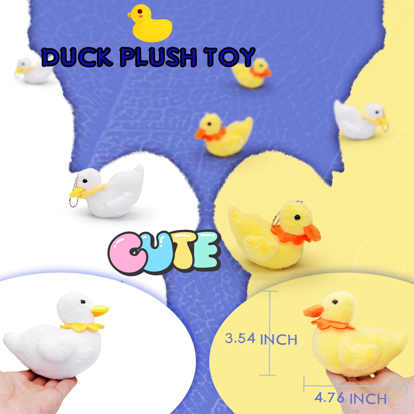 Jiaho 2 Pcs Duck Stuffed Animal Plush Toys, Kawaii Duck Plushies For Girls, Boys And Babies, Adorable Small Stuffed Animals Doll