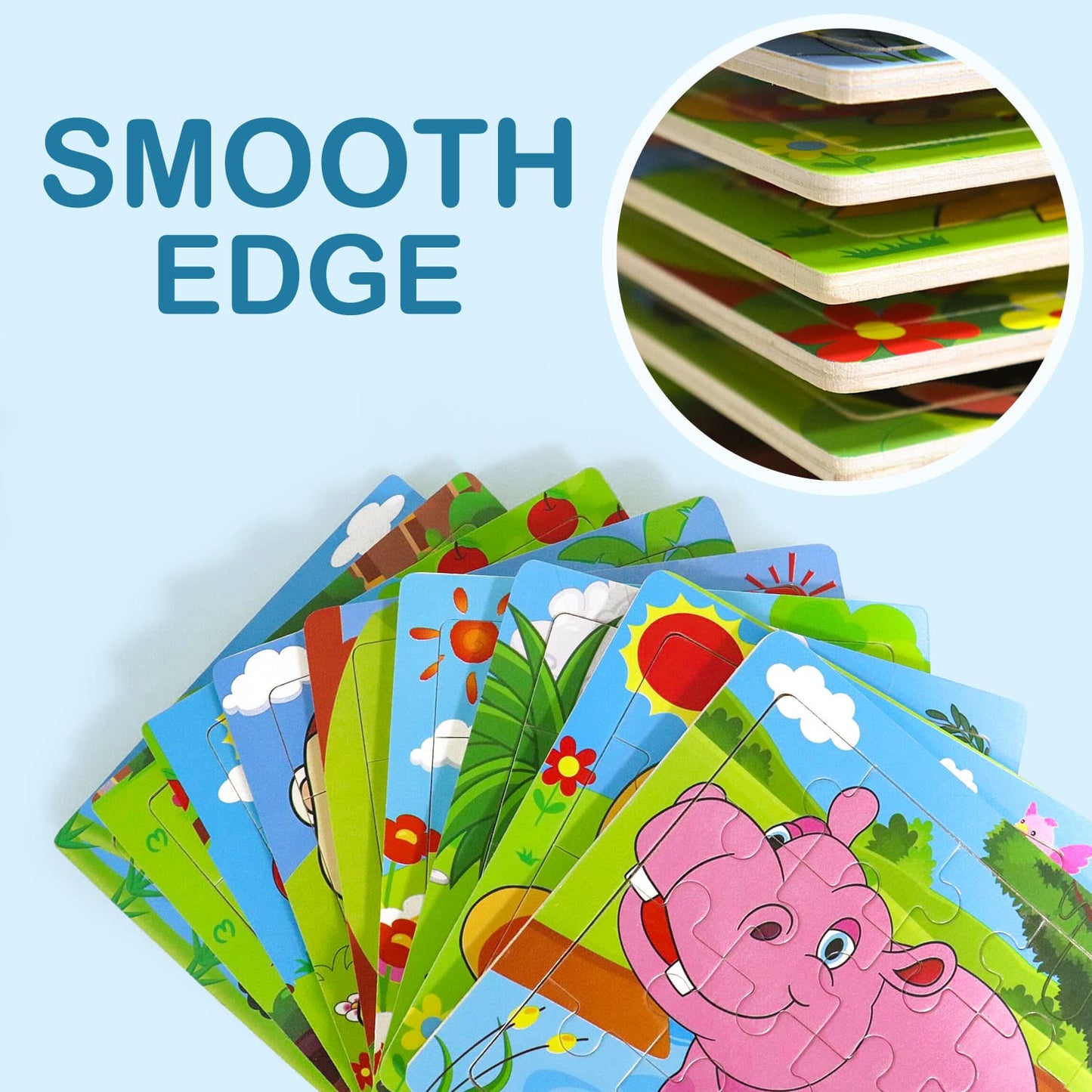 Puzzles for Kids Ages 3-5  9 Pack Wooden Jigsaw Puzzles for Toddlers Ages 3-5 16 Pieces Preschool Educational Learning Toys Set Animals Puzzles for 3 4 5 Years Old Boys and Girls