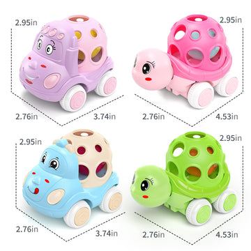Xfffun 4 Set Toy Cars For Toddler Girl Valentines Day Gifts, Toddlers Push Car Toys Pink, Rattles Push And Go Truck, Birthday Pr