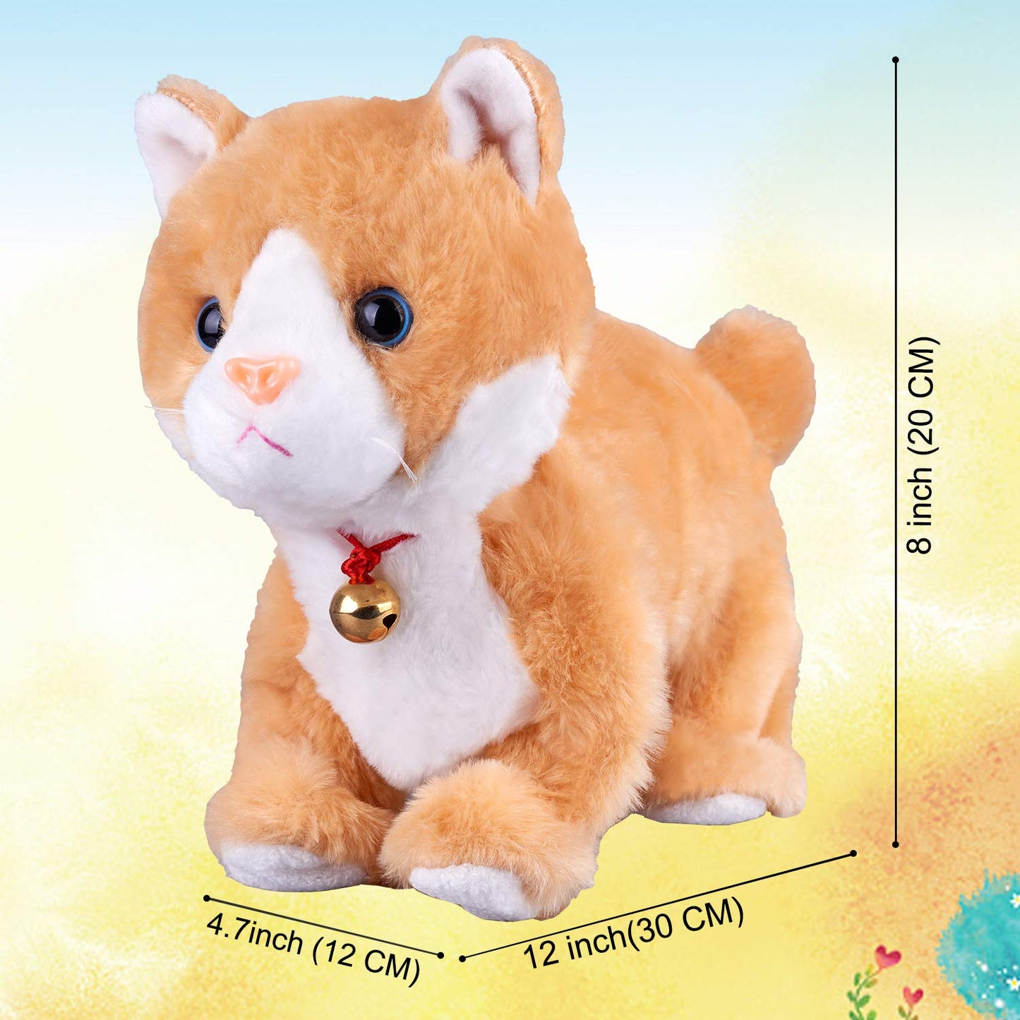 Yellow Robot Cat Plush Cat Stuffed Animal Interactive Cat Meow Kitten Touch Control, Electronic Cat Pet, Robotic Cat Cat Kitty Toy, Animated Toy Cats For Girls Baby Kids L:12'