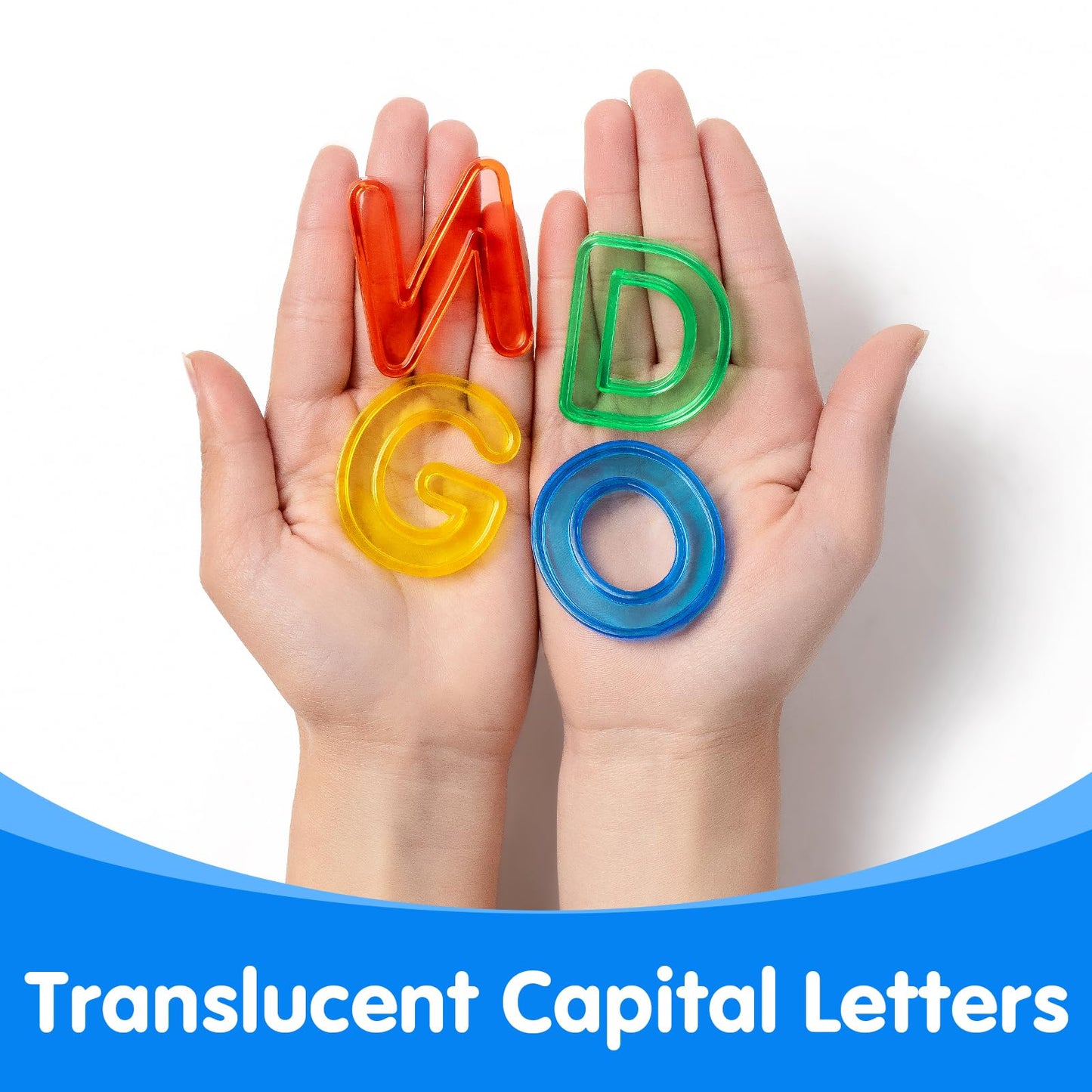 Odoorgames 52 Pcs Translucent Capital Letters - Plastic Alphabet Letters For Kids - Ideal For Light Table Manipulatives & Educat