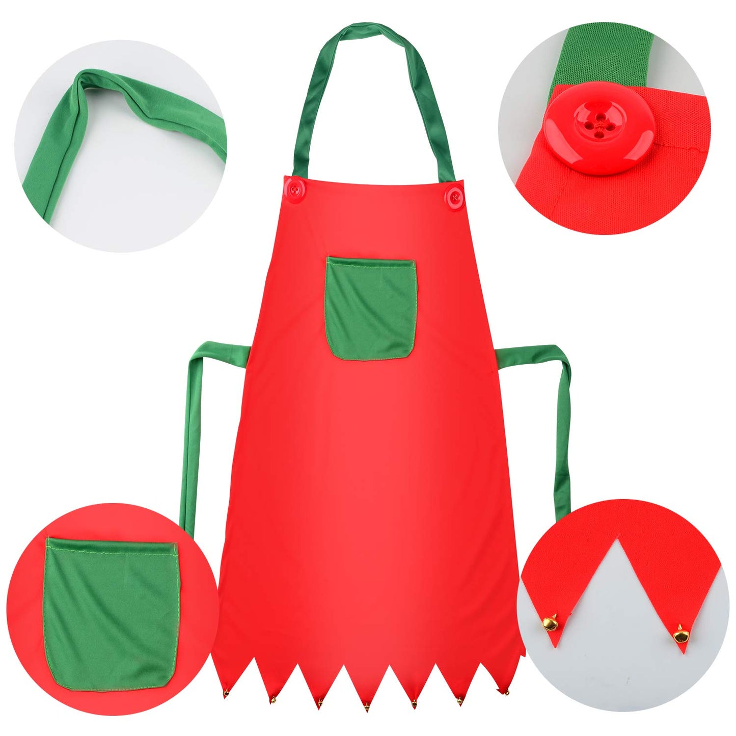 Sunshane 4 Pieces Christmas Elf Kits Include Elf Aprons And Elf Hats For Christmas Party Costume Supplies (Red And Green)