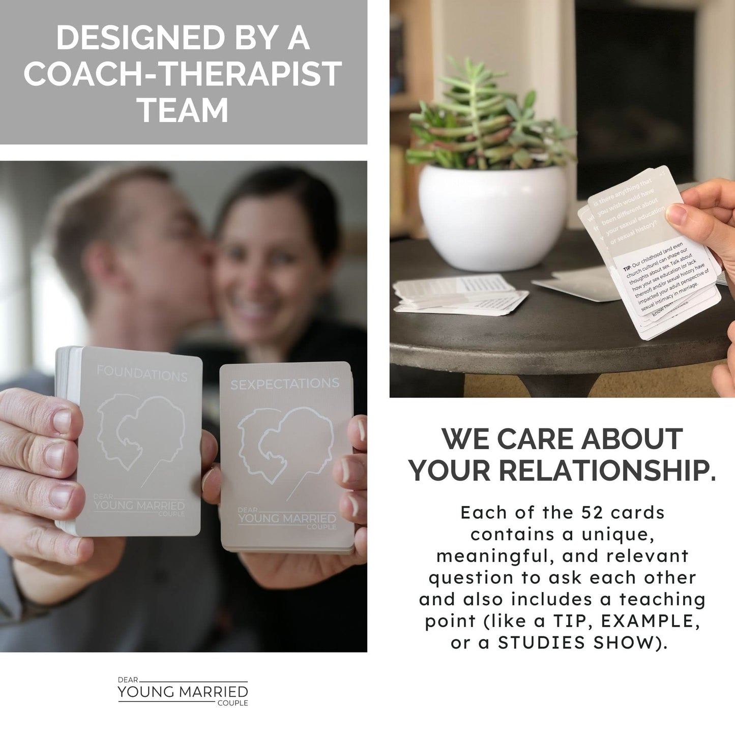 Dear Young Married Couple Foundations Card Deck Conversation Starters - 52 Questions And Tips To Become Connected - Cards Game -
