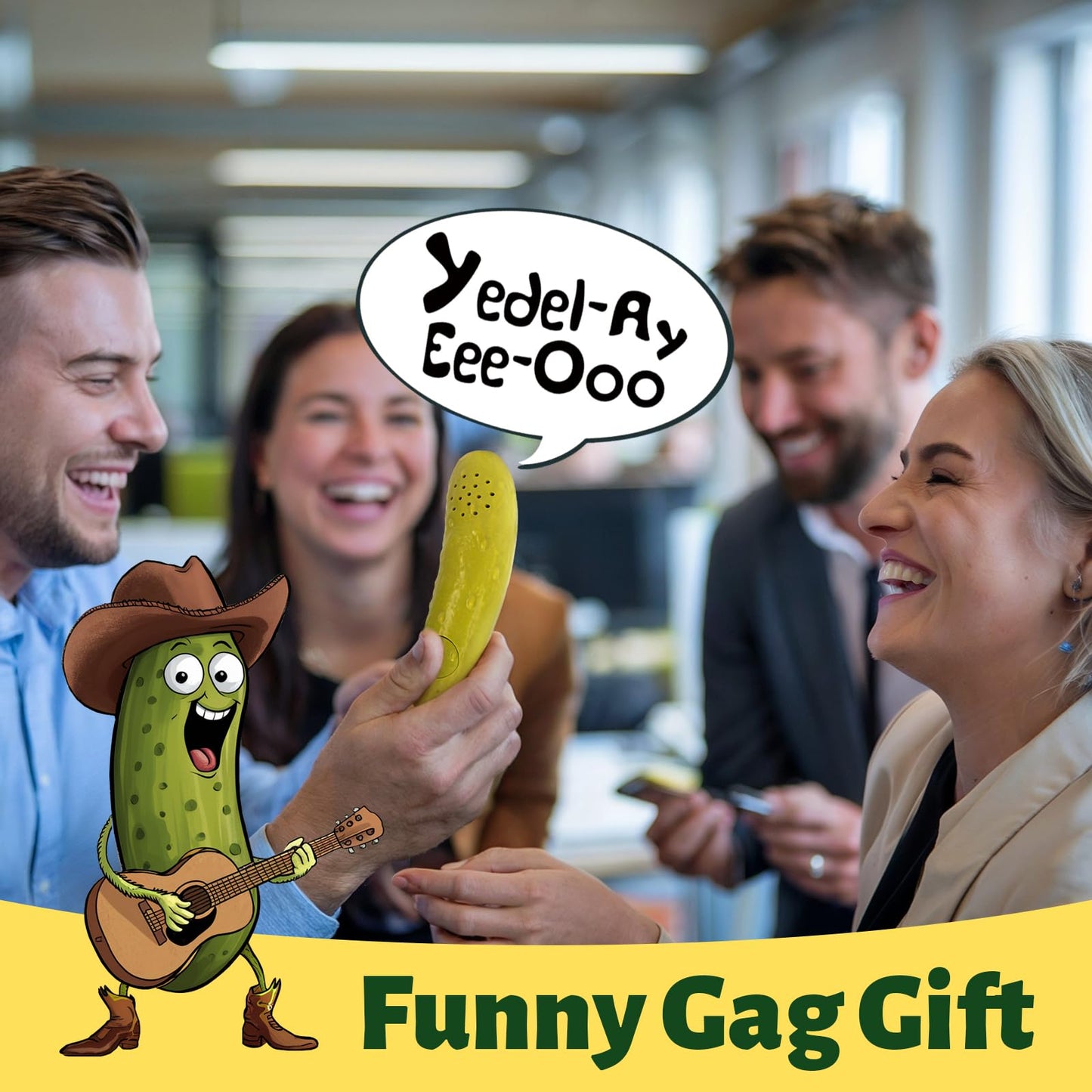 A Aifamy Pickle That Yodels- Singing Cucumber Toy - Funny Gag Gift Idea For Adults Friends And Family, Includes Batteries