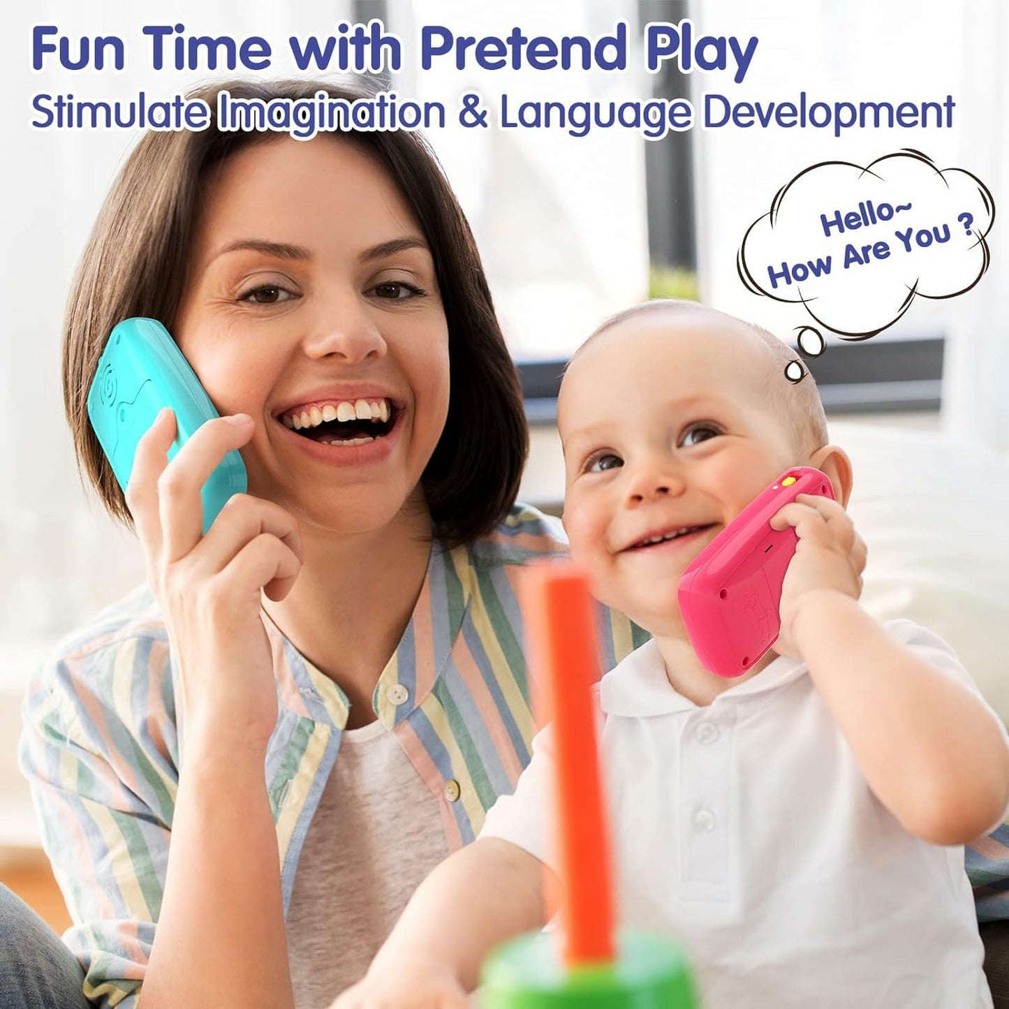 BABYFUNY Toys for 1 Year Old Girl Gifts, 15 Functions Phone Toddler Girl, Learning Baby Toys 12-18 Months, Kids Cell Phone Easte