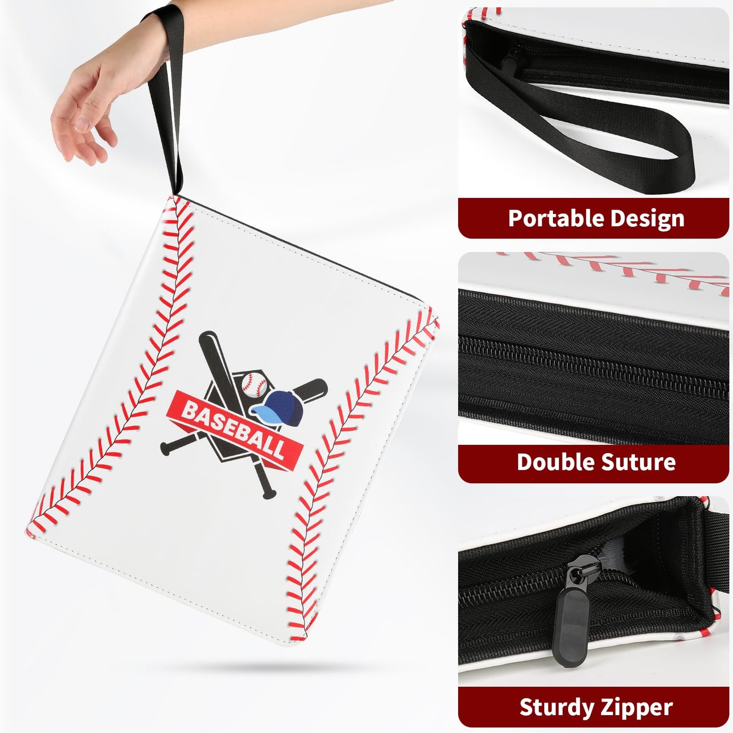 Baseball Trading Card Binder 9 Pocket  enhanced Zip Trading Card Binder  Waterproof 720 Double Sided Pocket PU Collection Binder  Card Album for YuGiOh  MTG  TCG  Game Cards & Sports Cards (white 5)