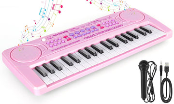 M Sanmersen Kids Piano Keyboard - 37 Keys Piano Toys For Kids Beginners Electronic Piano With Microphone Educational Musical Toy For 3 4 5 6 Year Old Boy Girls Gift
