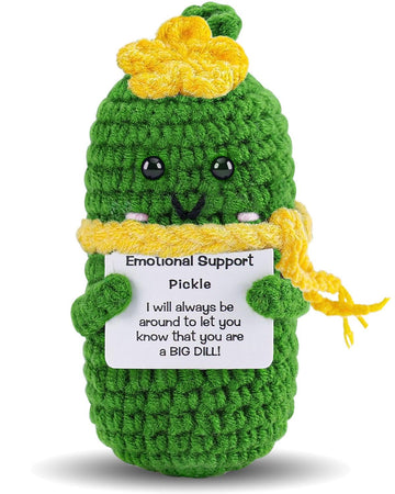 Hoedia Emotional Support Pickle Gifts For Women: Cucumber With Flower Scarf Card Crochet Dolls Friend Birthday Gifts For Her Cow