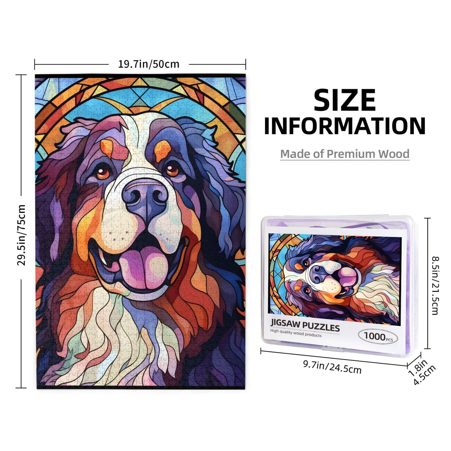 Yorkie Dogs Lovers Stained Colorful Glass 1000 Pieces Art Painting Wooden Puzzle For Kids Adults, Birthday Mother'S Father'S Day