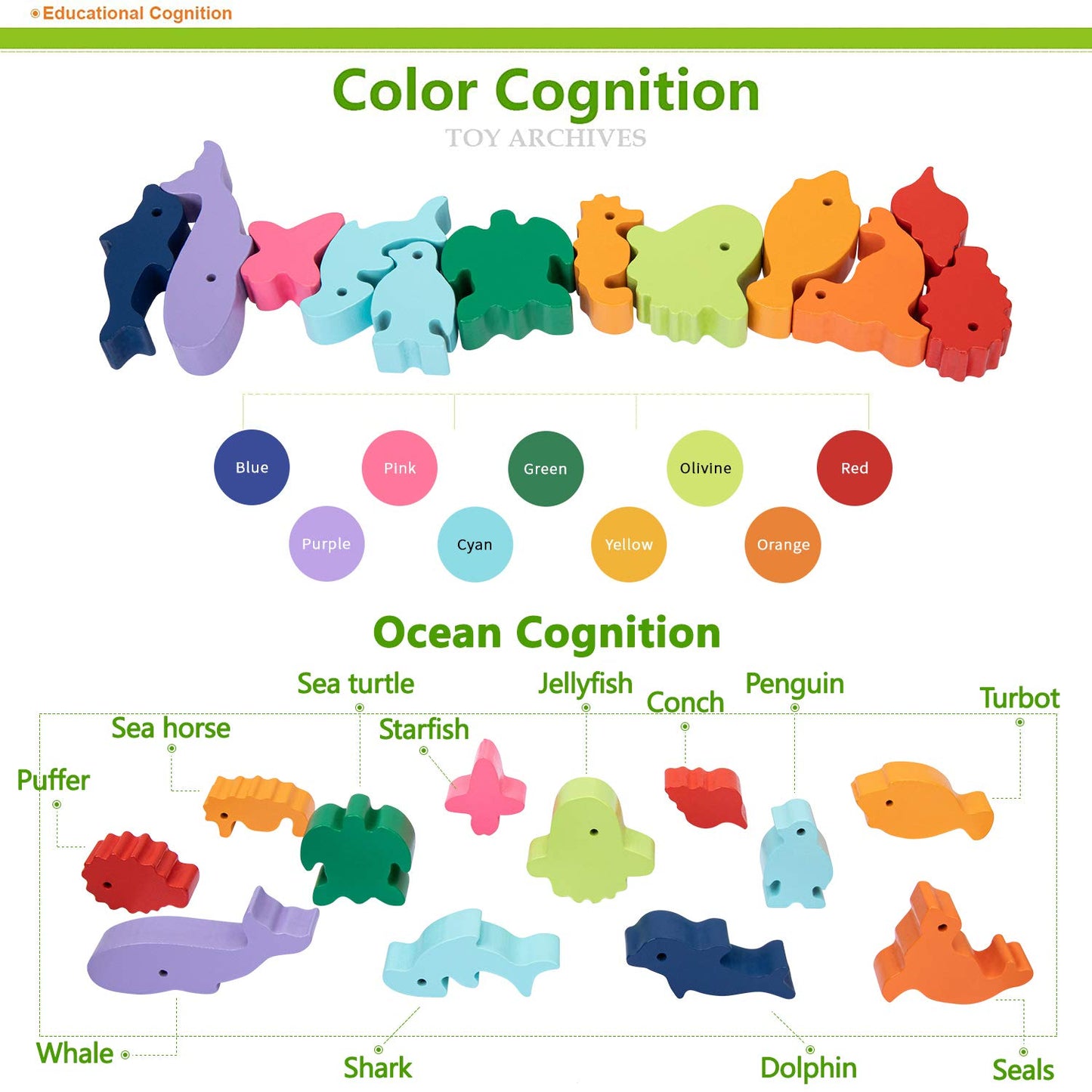 HahaGift Toddler Toys for 2-5 Year Old Boys, Ocean Toys Wooden Stacking Games for Boys Gifts for 2 3 4 Year Old Boys Girl Montes