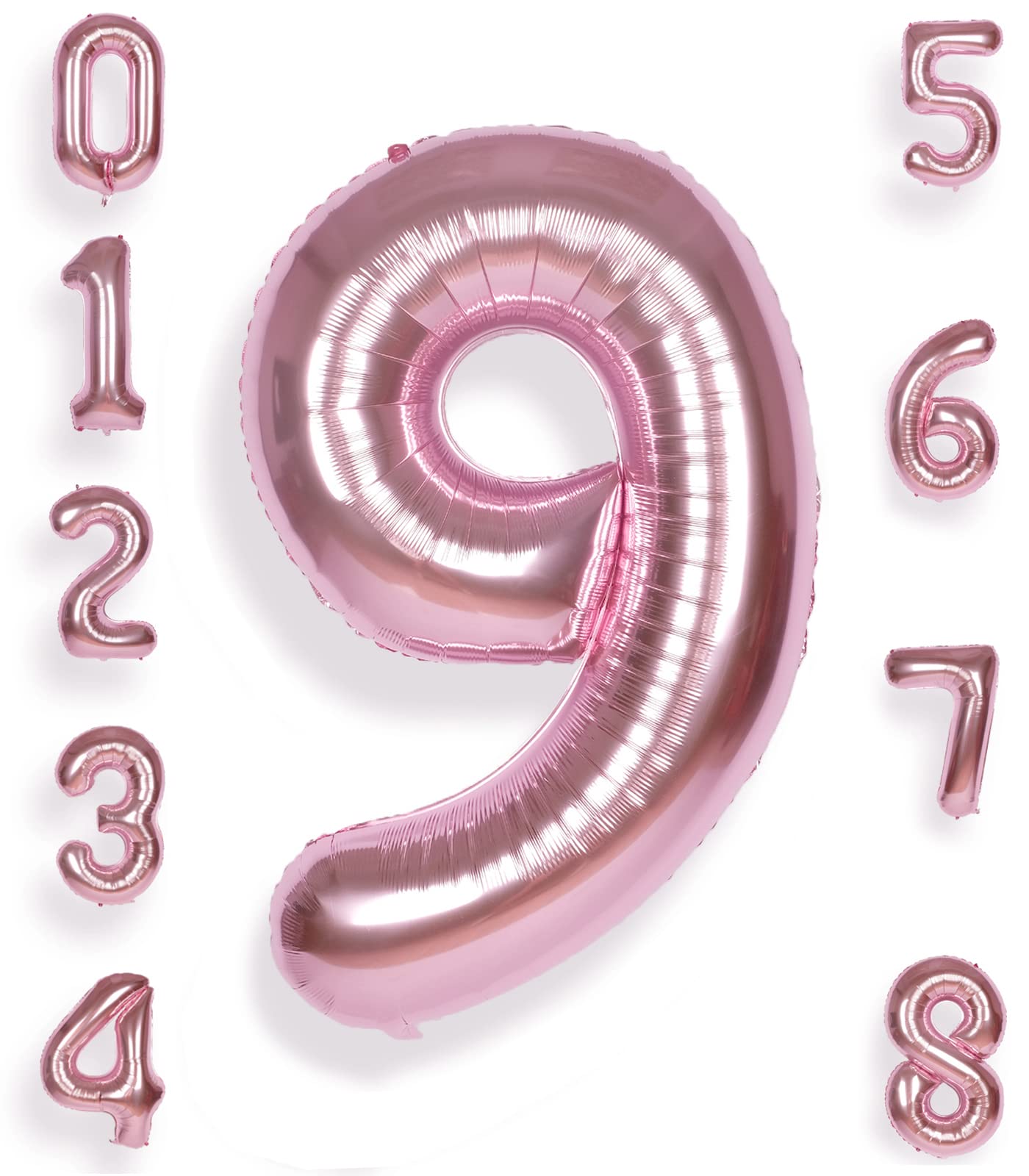 Aule 40 Inch Big Rose Gold 9 Balloon Number Large Foil Helium Number Balloons 0-9 Jumbo Giant Happy 9Th Birthday Party Decoratio