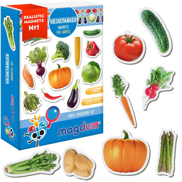 Magdum 25 Fridge Magnets For Toddlers - Vegetable Kids Magnets For Fridge - Toddler Magnets For Refrigerator - Magnetic Animals - Fridge Magnets For Kids - Animal Magnets - Toddler Fridge Magnets