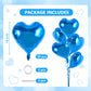 TONIFUL 30Pcs 18 Inch Blue Heart Balloons Blue Heart Shape Foil Mylar Balloons Decoration for Birthday Valentines Day Wedding B