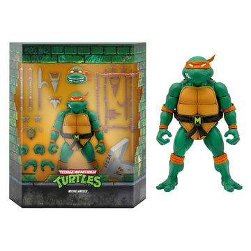 Super7 ULTIMATES! Teenage Mutant Ninja Turtles Michelangelo - 7 TMNT Action Figure with Accessories Classic Cartoon Collectibles and Retro Toys
