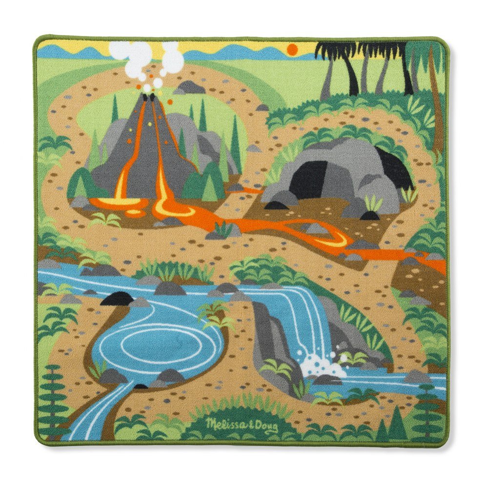 Melissa & Doug Dinosaur Activity Rug - 39" x 36", Brown, Model 9427, Fun Prehistoric Design for Playroom or Nursery