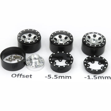 HOBBYSOUL 64mm Tall 1.0 tires & Adjustable Offset 1.0 wheels, Soft Sticky 1.0 Mud slingers Tires & Negative Offset 1.0 Beadlock