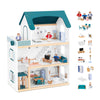 OOOK Wooden Dollhouse with Liftable Elevator - 2.6 Feet High Modern Doll House for Kids Toddlers - Including 21 Furniture Pieces  4 Family Dolls  and 1 pet