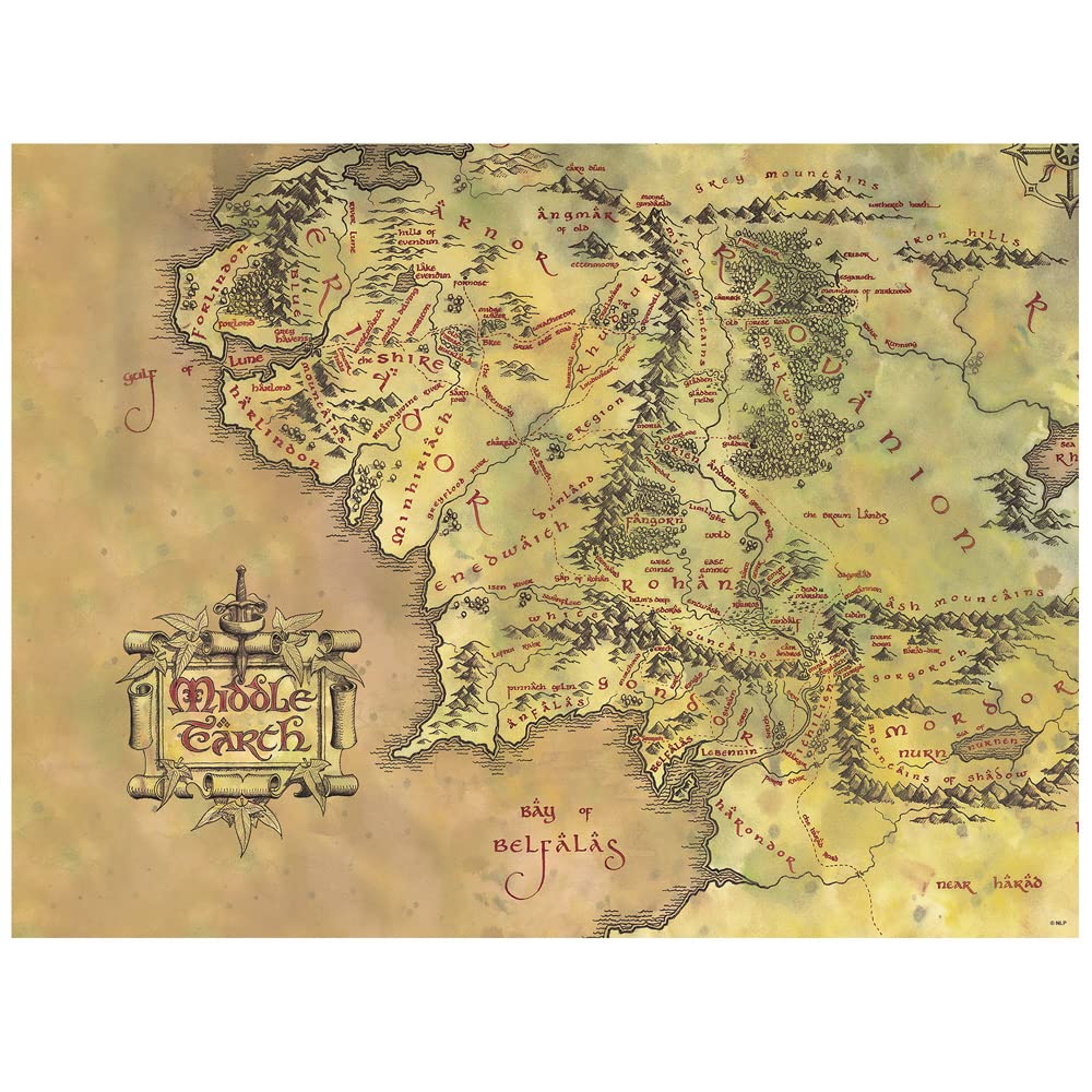 The Lord Of The Rings Middle Earth Map 500 Piece Jigsaw Puzzle For Adults, 16' L X 21.5' W
