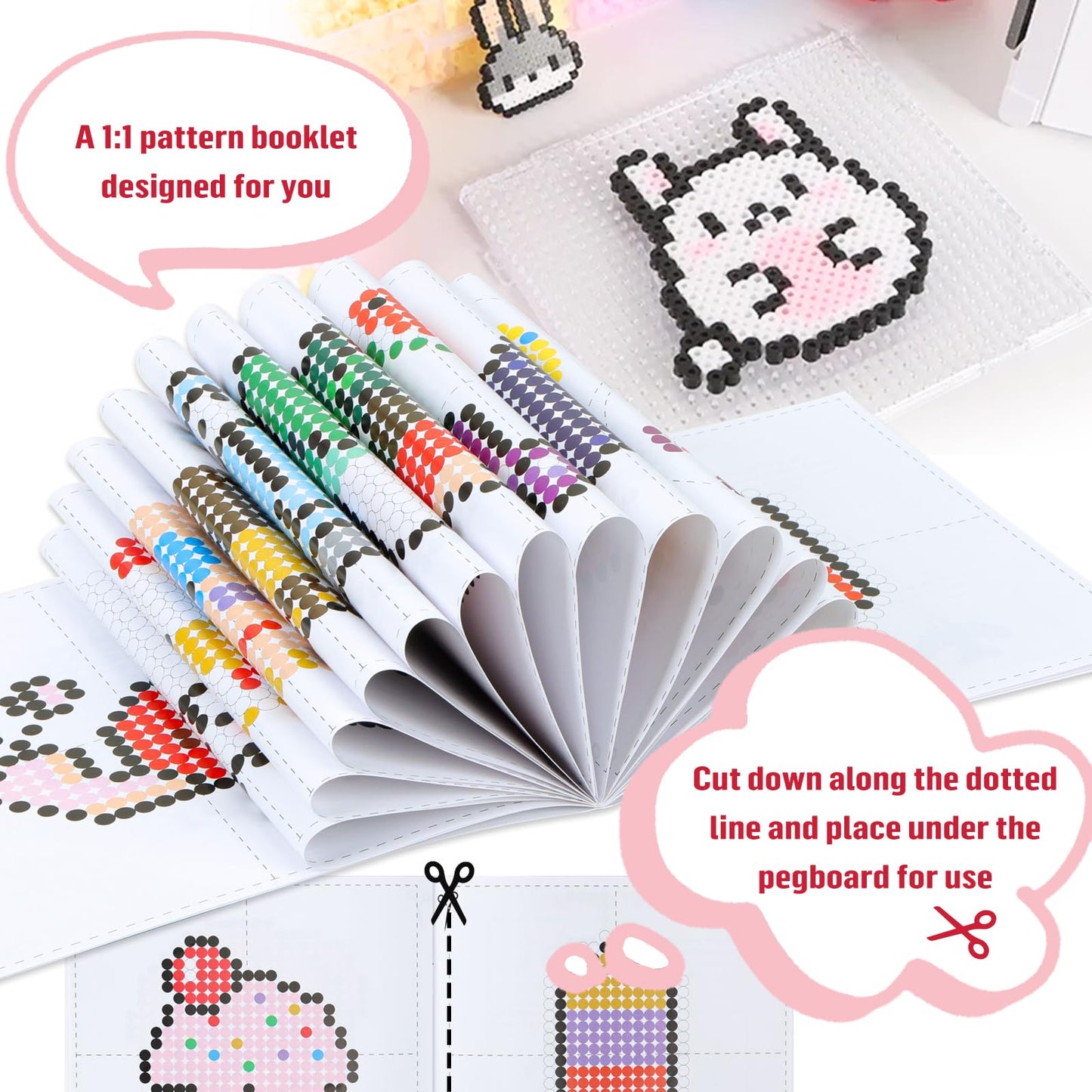 QUEFE 5200pcs Perler Beads Fuse Beads Kit for Boys and Girls, 24 Colors 5mm Melting Beads Set Including Pegboards, Ironing Paper