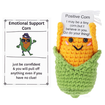 Dslsqd Mini Funny Positive Corn, 3 Inch Positive Corn Crochet With Wood Base Cute Wool Funny Knitted Positive Corn Doll Cheer Up