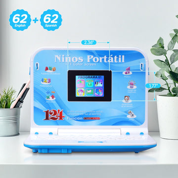 Educational And Bilingual Laptop English/Spanish, Color Screen Kids Laptop With 124 Learning Modes, Computer For Kids Ages 5+