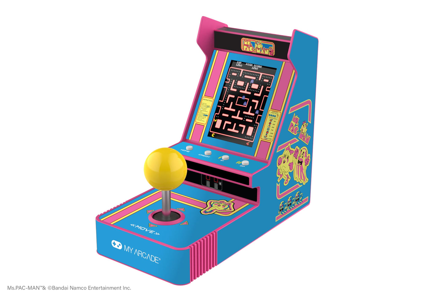 My Arcade Ms. Pac-Man Joystick Console - Mini Video Game, Portable, Pink, Model DGUNL-7074, Officially Licensed, 2 Game Modes