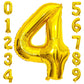 Paticool Gold Number 4 Balloon, 40 Inch Large Number Foil Mylar Balloons For 4Th Girl Boy Birthday Party Celebration Decorations