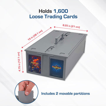 Bcw Collectible Card Bin - Holds Up To 1600 Cards - Single Gray | Large Card Storage Box For Loose Trading Cards | Pokemon, Mtg,