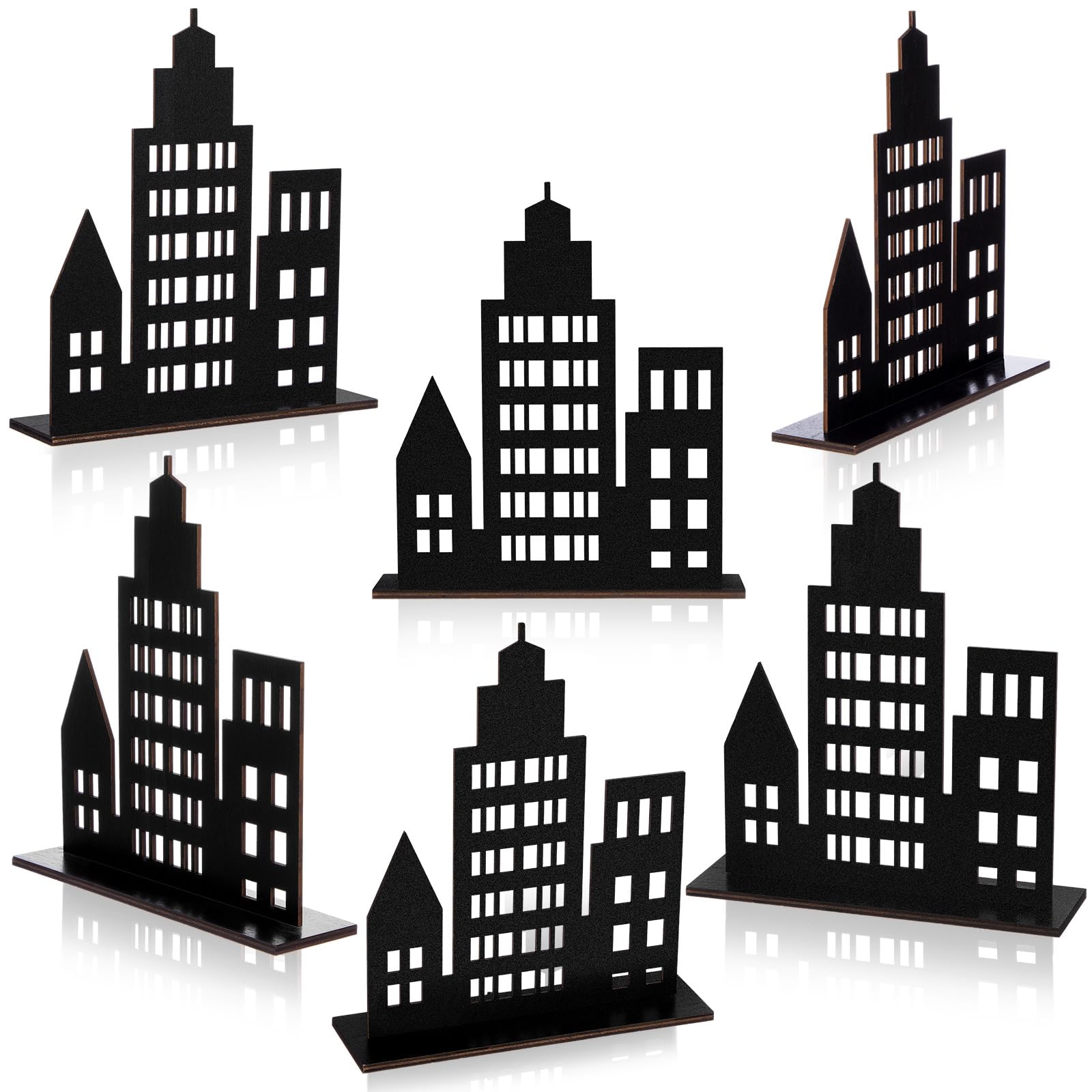 Geelin 6 Pcs Skyscraper Party Decorations Hero Party Decorations New York City Wood NYC Centerpieces City Skyline Building Decor