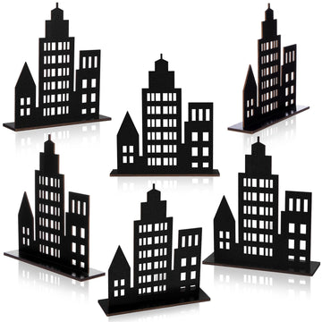 Geelin 6 Pcs Skyscraper Party Decorations Hero Party Decorations New York City Wood NYC Centerpieces City Skyline Building Decor