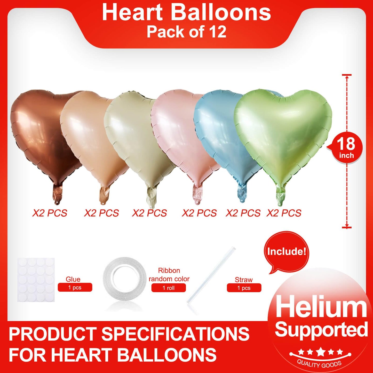 Retro Love Heart Shaped Balloons Pack Of 12,18 Inch Love Valentine Balloons Heart Romantic Balloons For Valentines Day Propose M