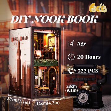 Fsolis Book Nook Kit, Diy Miniature Room House Kit For Adult Activities Decorative Bookend Bookshelf Bookcase Decor Birthday Holiday Gifts For Women Teens (Rose Detective Agency)