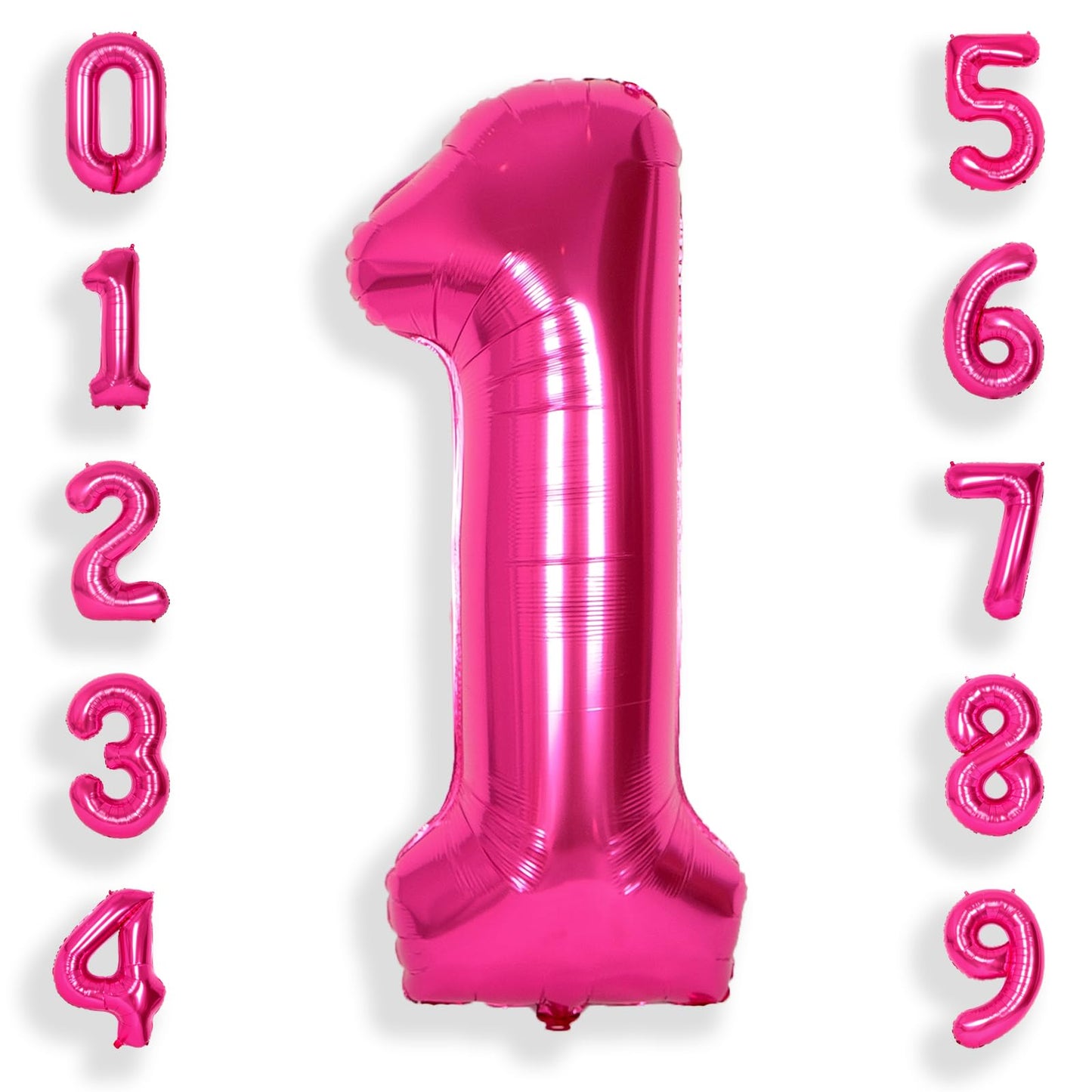 Suwen 40 Inch Hot Pink Large 1 Balloon Numbers Big Foil Helium Number Balloons 0-9 Jumbo Happy 1St Mylar Birthday Party Decorati