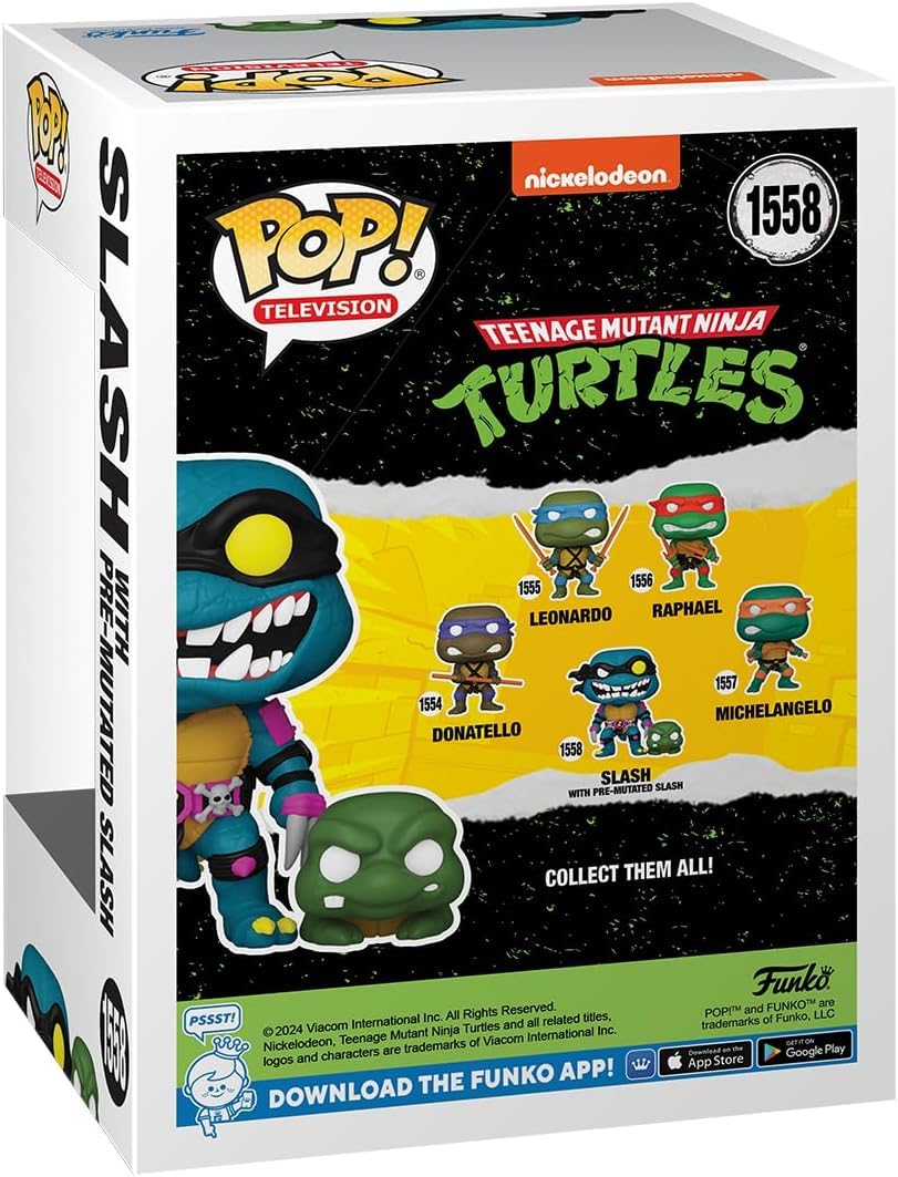 POP Teenage Mutant Ninja Turtles Slash Funko Vinyl Figure, 3.75 inches, Multicolored, Model STL296244, Includes Box Protector Case