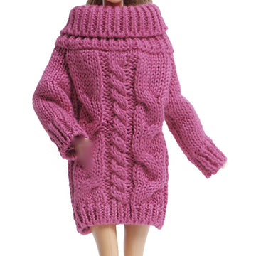 Bjdbus Winter Turtleneck Sweater Clothes For 11.5 Inch Girl Doll Accessories (Rose)