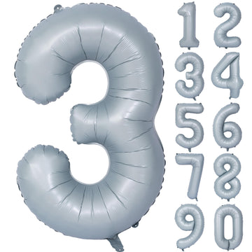 40 In Matte Gray Number Balloons Helium Foil Mylar Balloon Birthday Party Banquet Decoration 3