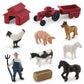 Memovan Realistic Mini Barn Farm Toys Tractor Playset - Plastic Farm Animals Figurines Farm Cake Toppers Farm Figures Farmer Veh