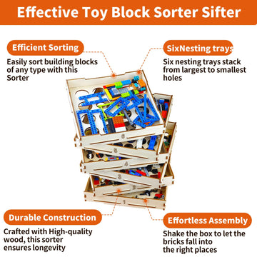 6 Tray Sorter Sifter Box Used For Lego, Storage Sorter Brick Box For Lego Blocks, Gift For Lego Lover, Gift For Teens And Adults