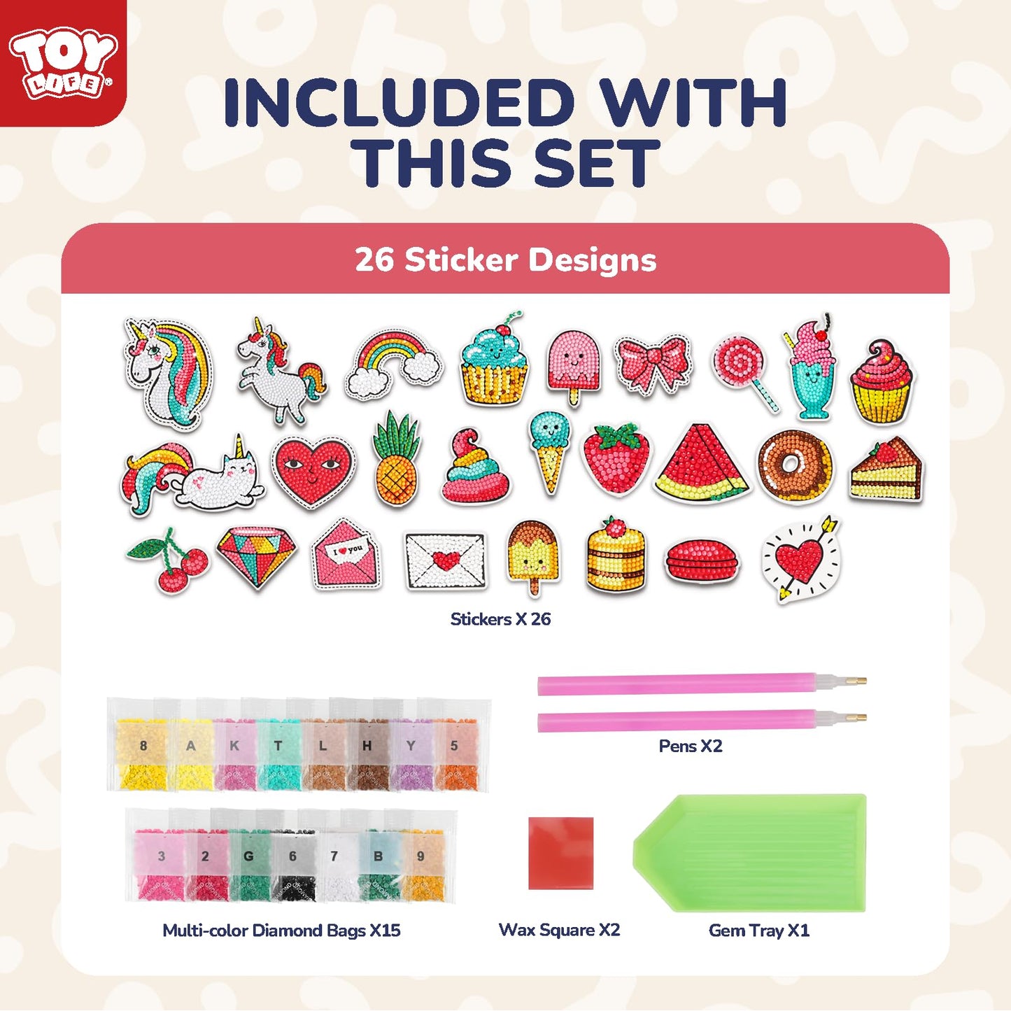 TOY Life Diamond Painting Kits for Kids, Diamond Art for Kids, 26pcs Unicorn Diamond Painting Stickers, Gem Art and Craft Kits f