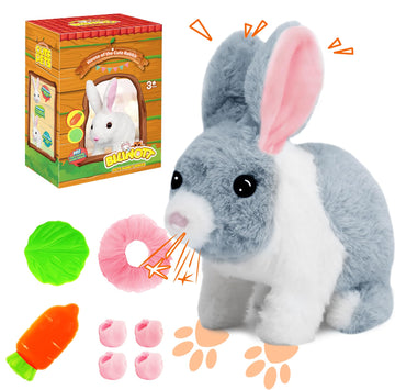 Bilinott Bunny Toys For Kids, Realistic Rabbit Toys With Jumping Action, Wiggling Ears, Twitching Mouth And Nose, Ideal Easter G