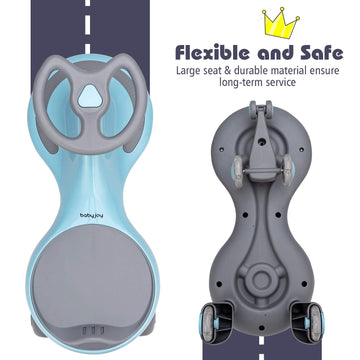 Baby Joy Wiggle Car For Kids, Swing Car With Led Flashing Wheels, No Batteries, Gears Or Pedals, Uses Twist, Turn, Wiggle Movement To Steer, Ride-On Toy For Boys Girls 3 Year Old And Up (Blue)