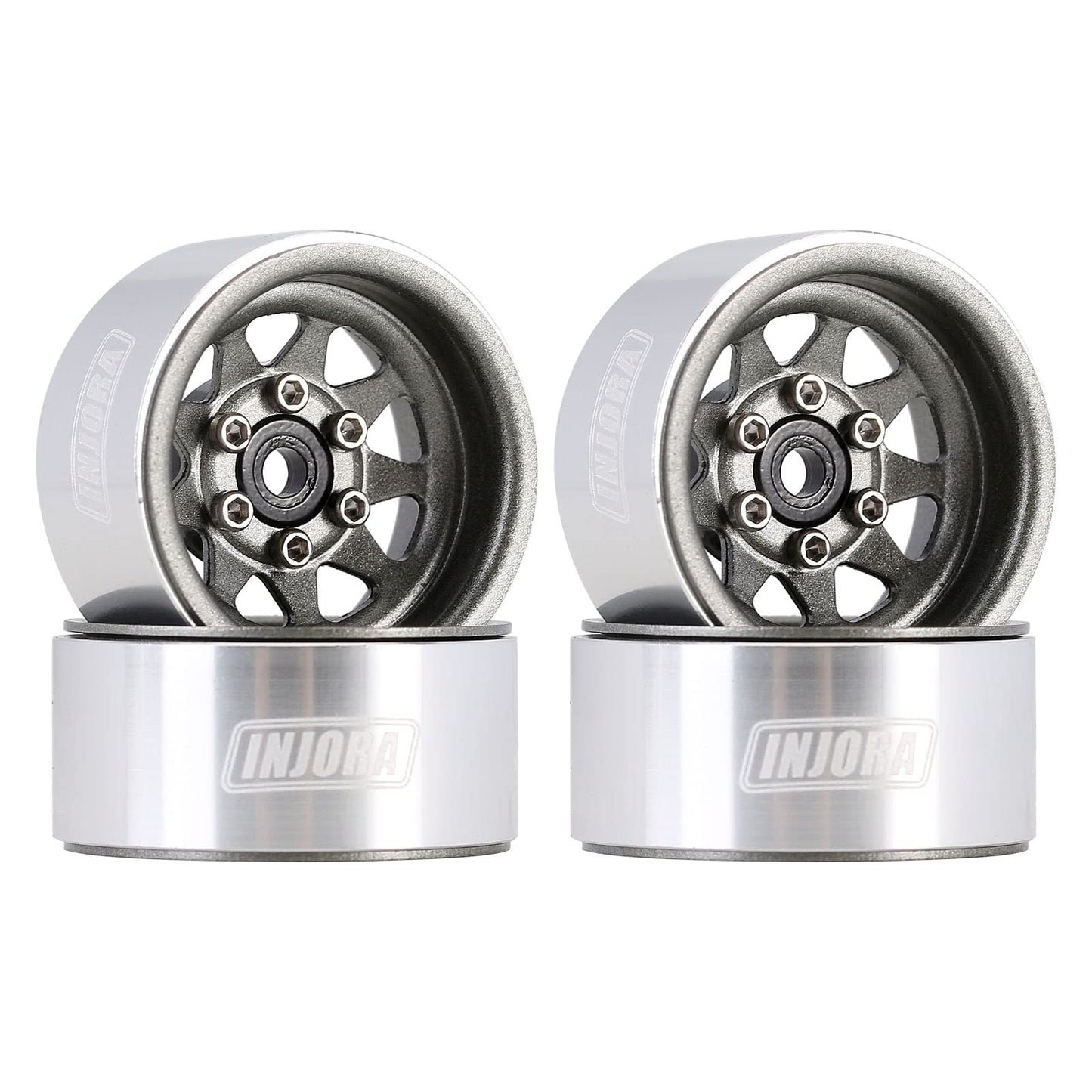 Injora 1.0 Beadlock Wheel Stamped Steel Beadlock Deep Dish 1.0  Wheels For 1/18 Trx4M Axial Ax24 Scx24 Gladiator Deadbolt Bronco