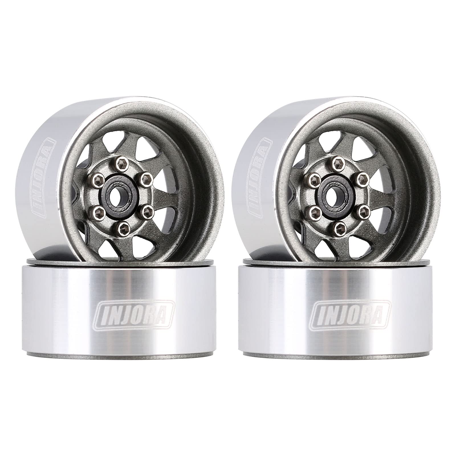 Injora 1.0 Beadlock Wheel Stamped Steel Beadlock Deep Dish 1.0  Wheels For 1/18 Trx4M Axial Ax24 Scx24 Gladiator Deadbolt Bronco