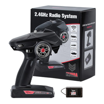 INJORA RC Transmitter 2.4GHz 6CH Controler and Receiver for 1/8 1/10 RC Car Boat Tanks Crawler TRX4 SCX10 Upgrade Parts